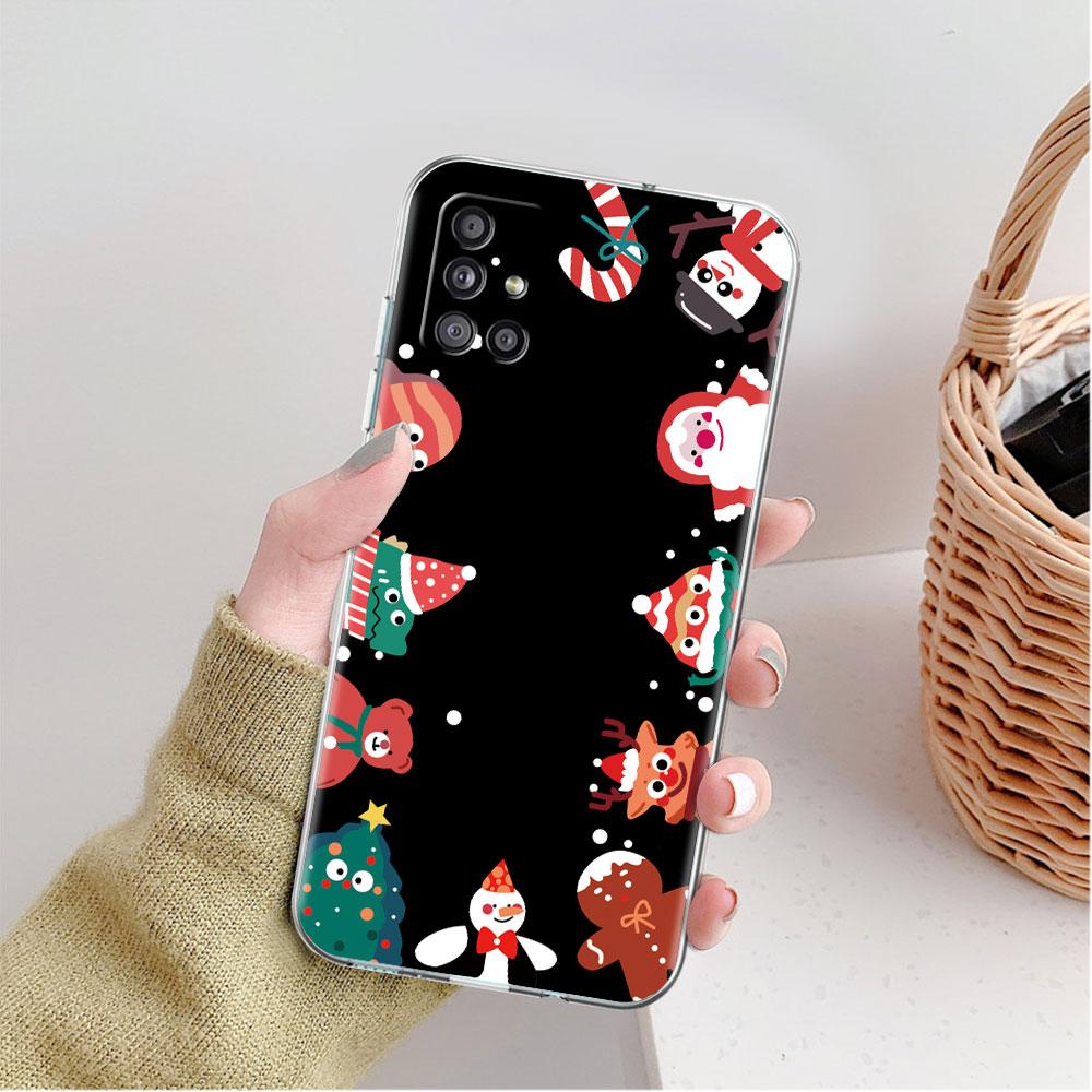 Snow Merry Christmas Clear Case For Samsung Galaxy A52 A12 A51 A32 A21s A71 A32 A22 50 A70 A31 A72 5G Phone Cover