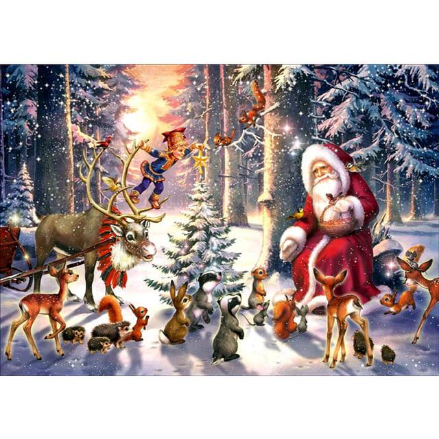 Santa Claus DIY 5D Diamond Painting Full Round Resin Scenery Diamond Embroidery Cross Stitch Kits Christmas Gift