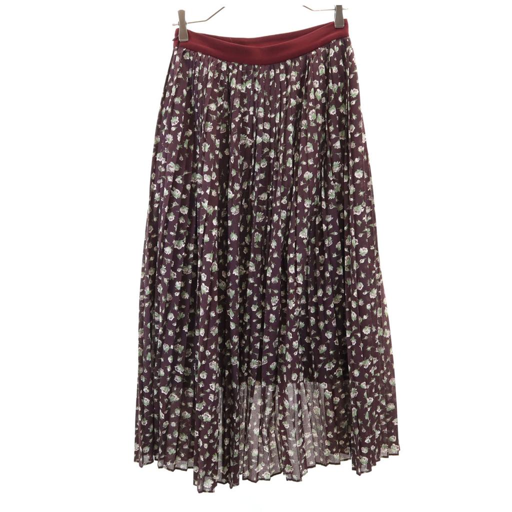 CLANE Midi Length Drop Flower Pleated Layered Skirt 2 Brown X Bordeaux Women Used