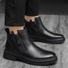 Fashion Winter Classic Men's Genuine Leather Shoes High Top Boots Warm Plush Men's Work Wear Boots Office Business Shoes Short Boots