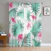 Seamless Pattern Tropical Background With Flowers Chiffon Sheer Curtains Living Room Bedroom Decor Window Voiles Tulle Curtain
