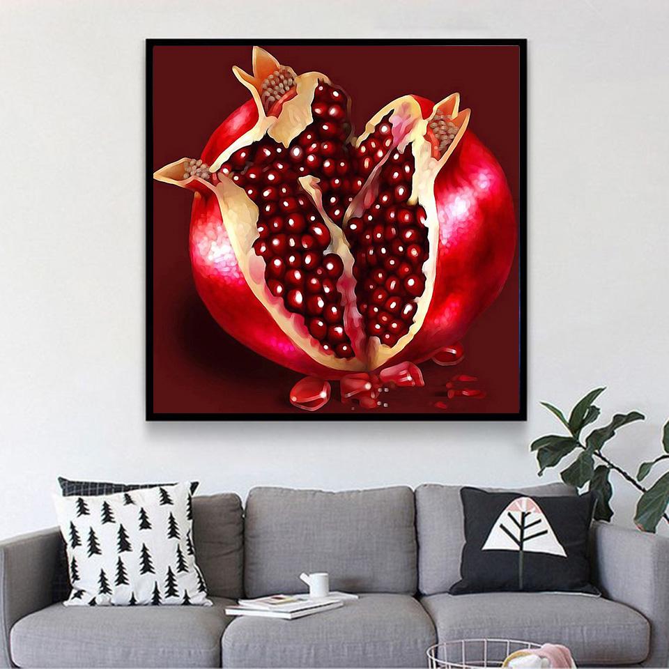 HUACAN Diamond Embroidery Pomegranate Diamond Painting Full Square/round Rhinestones Diamond Mosaic Kit Handmade Wall Decor