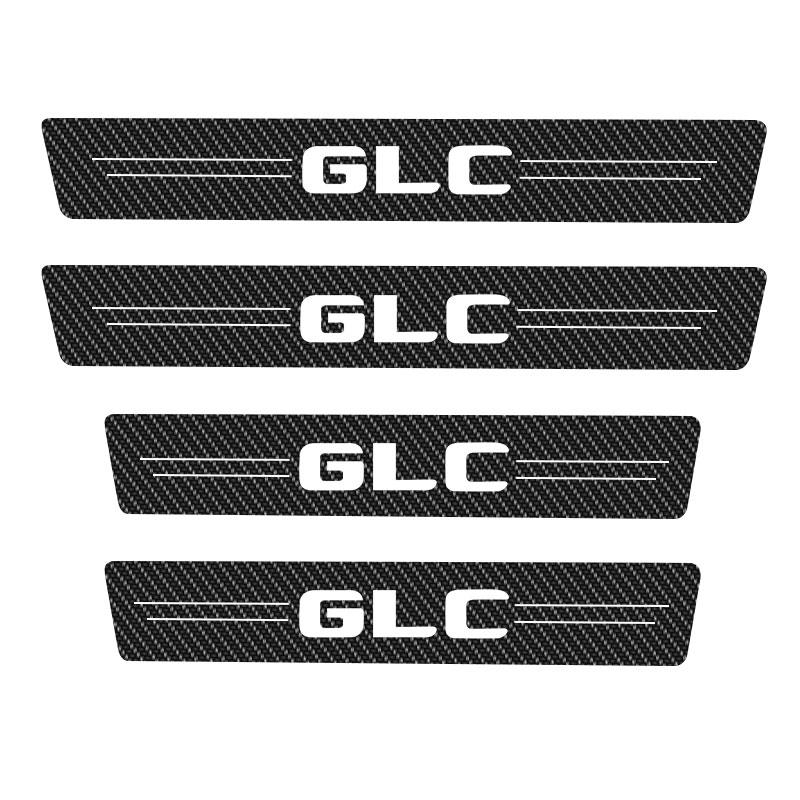Four Carbon Fiber Scratch Protection Stickers for Car Doorsill Are Applicable To Mercedes Benz W124 W203 W204 ML Auto