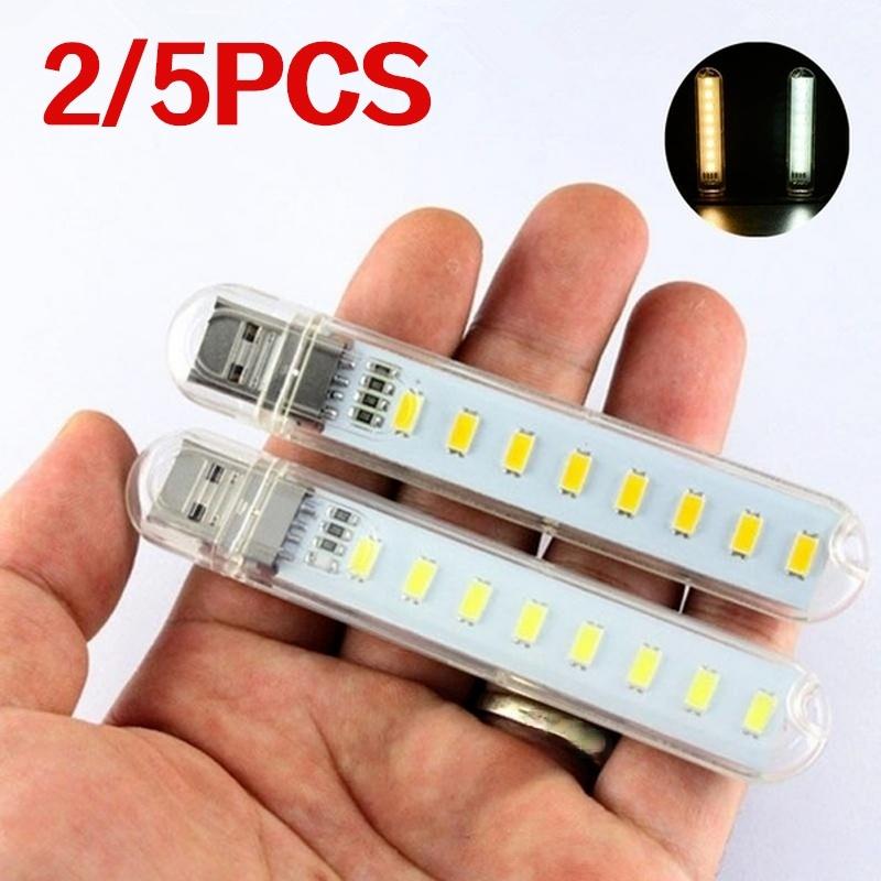 2/5PC 8 LED Mini Portable USB Lamp DC 5V Camping USB Lighting for PC Laptop Mobile Power Bank Gadget