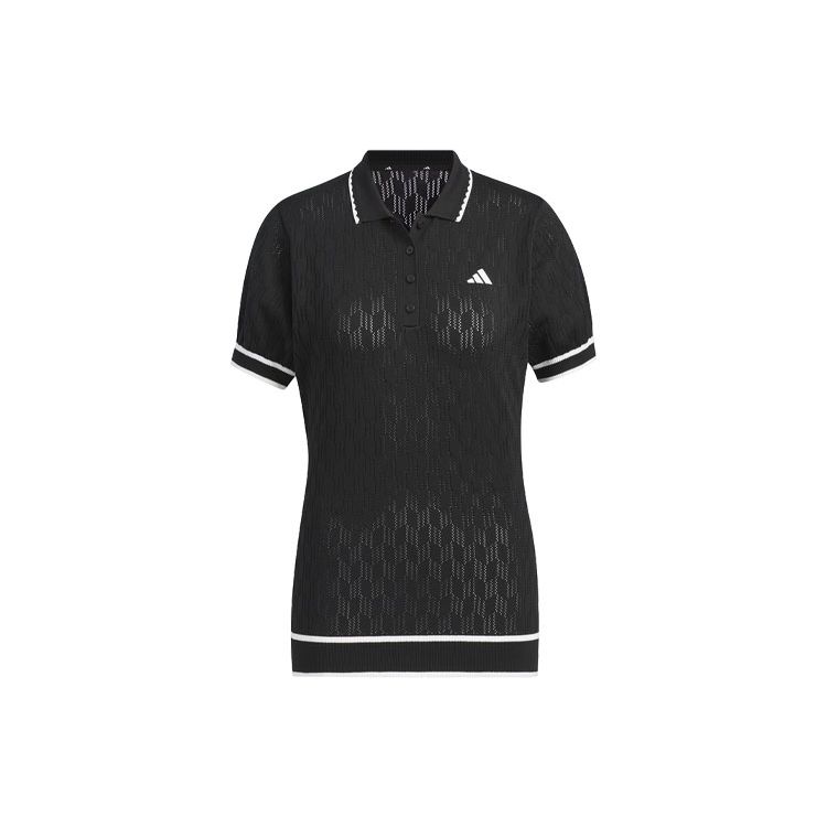 Adidas Primeknit Color Block Golf Short Sleeve Polo Shirt Women Tops Black IN6618