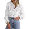 Ladies Spring Summer Hollow Lantern Sleeve All Match Blouse Lace Shirt Top