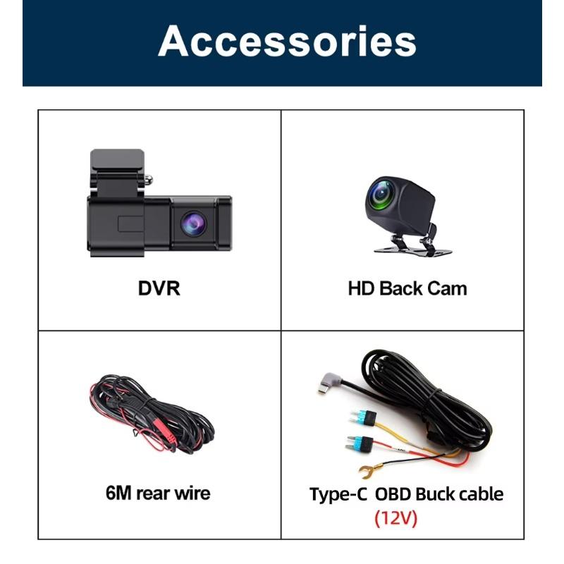 Dash Cam Front 2K And Rear 1080P Camera Night Vision Supports 24H Parking Monitor Collision Sensor Car Video Recorder WiFi