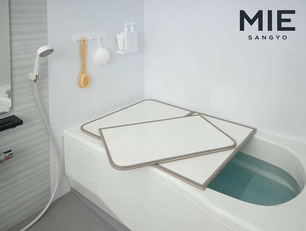 Mie Sangyo ABS Resin Combination Bathtub Lid Product Size 68 X 98 Cm Set of 2 White M10_WH Anti-Mold