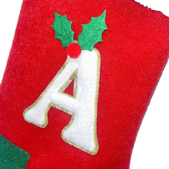 18 Inches Monogram Christmas Stockings with Letters Embroidered Initials Xmas Hanging Stockings for Fireplace