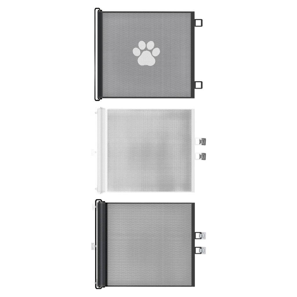 Auto Extending 130cm Pet Gate White Mesh Barrier For Cats Dogs With Metal Frame Easy No Tools Installation Space Saving Home Safety Solution