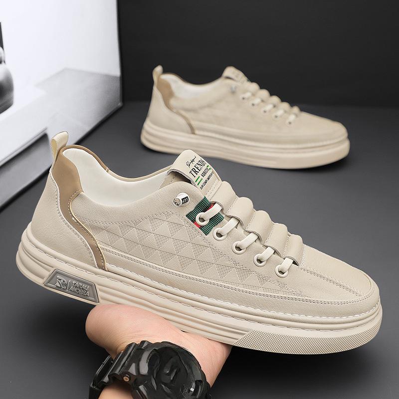 Comfortable Fashion Men's Shoes Summer Breathable Sports Small White Plate Shoes Men's White Shoes Casual White Leather Shoes Match Shoes