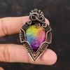 Rainbow Solar Quartz Druzy Pendant Gemstone Copper Wire Wrapped Pendant Copper Jewelry Solar Quartz Jewelry Gift Handmade Pendant For Women