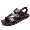 Men's Sandals Solid Color Open Toe Mens Leather Sandals 2024 New Slippers Beach for Male Leather Footwear