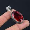 Garnet Gemstone Pendant Solid 925 Sterling Silver Pendant Jewelry Gift For Unisex LG-011
