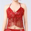 Women Sparkling Sequin Tops Belly Dance Fringe Costume Glitter Factor Party Sparkling Tops Festival Attire Carnival Outfit