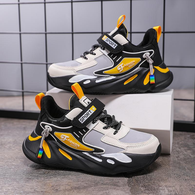 Classmate Boy 2025 New Autumn and Winter Waterproof Leather Surface Medium and Large Children's Sports Shoes Platform Casual Dad Shoes