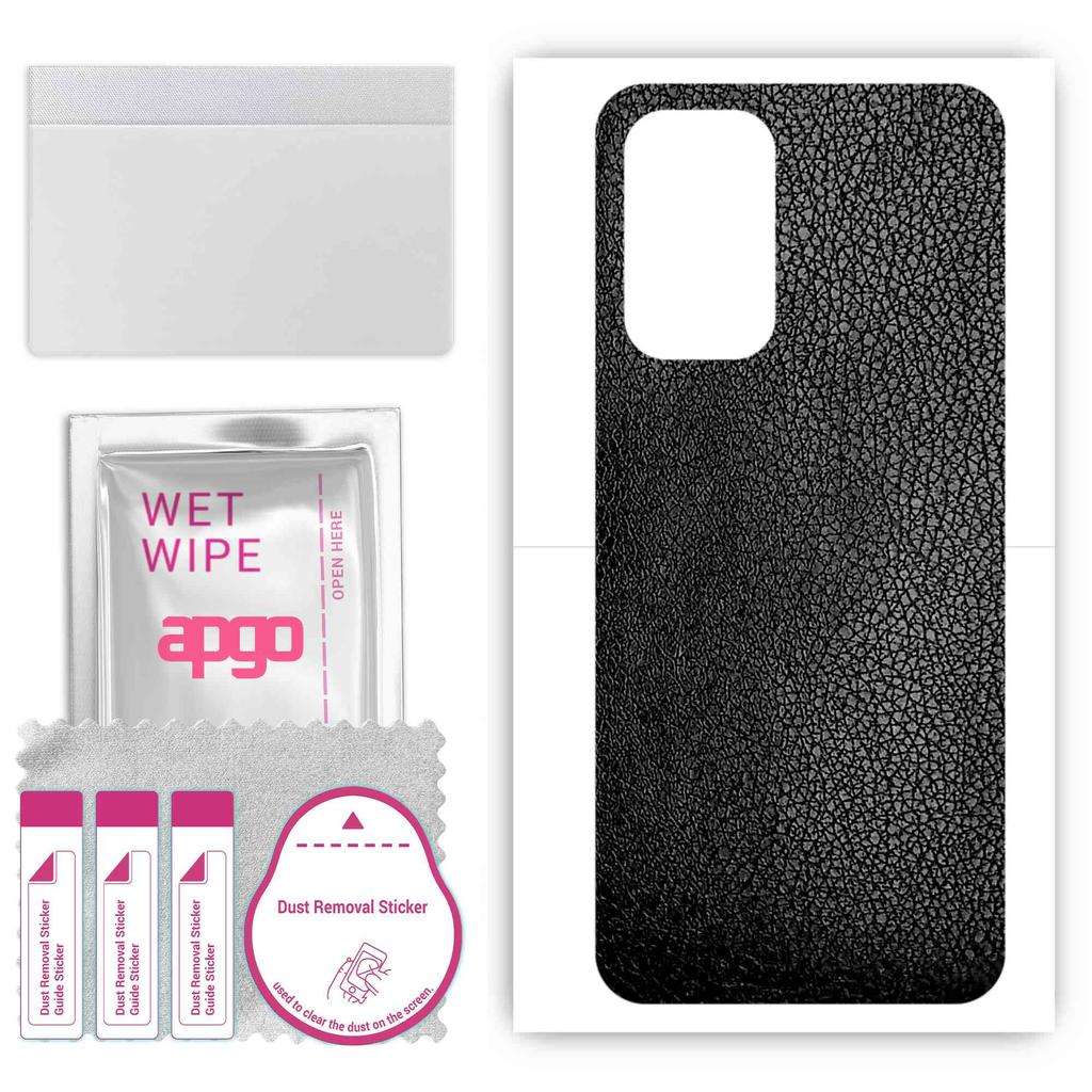 apgo Protective Skin Sticker for the Back Compatible with Samsung Galaxy A23, Wrap Film, Foil, Vinyl - Pattern Black Leather