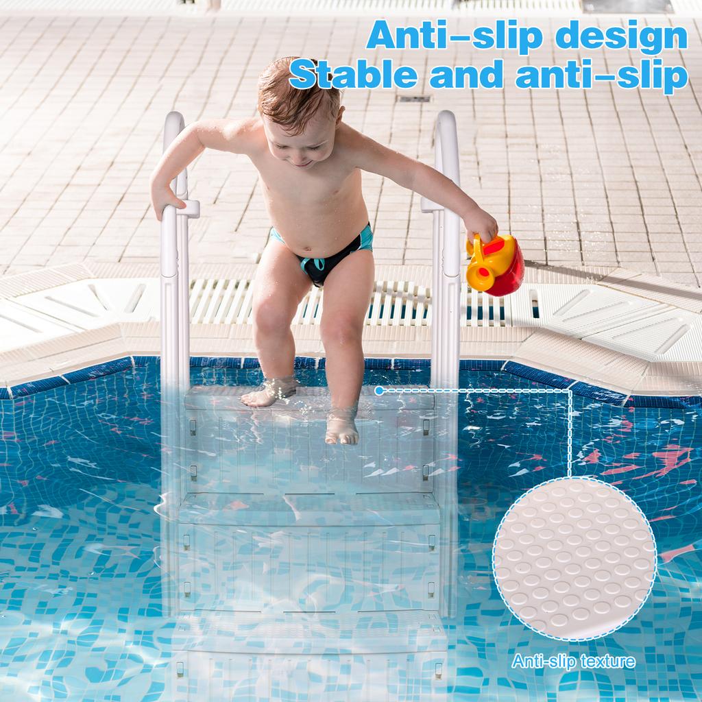 Plastic Pool Escalator Anti-Slip Slip Resistant  Detachable Pool Ladder Lightweight for Various Sizes Swimming Pools