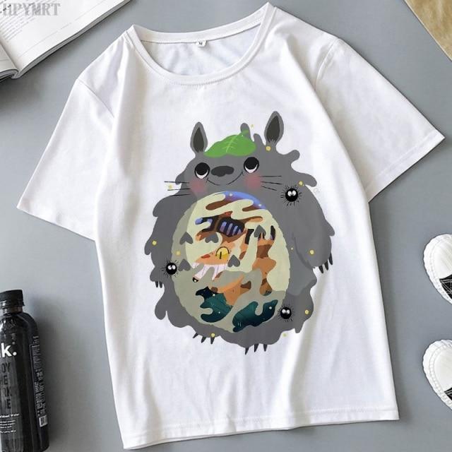 Plus Size Tops Women 'S T -Shirt Fashion Funny Totoro Print T Shirt Summer Harajuku Streetwear O -Neck Short Sleeve Tshirt Clothing