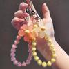 1PC Phone Anti-lost Lanyard Key Short Wrist Pendant Colorful Macaron Round Bead Pendant Women's Hand-held Chain Mobile Phone Lanyard