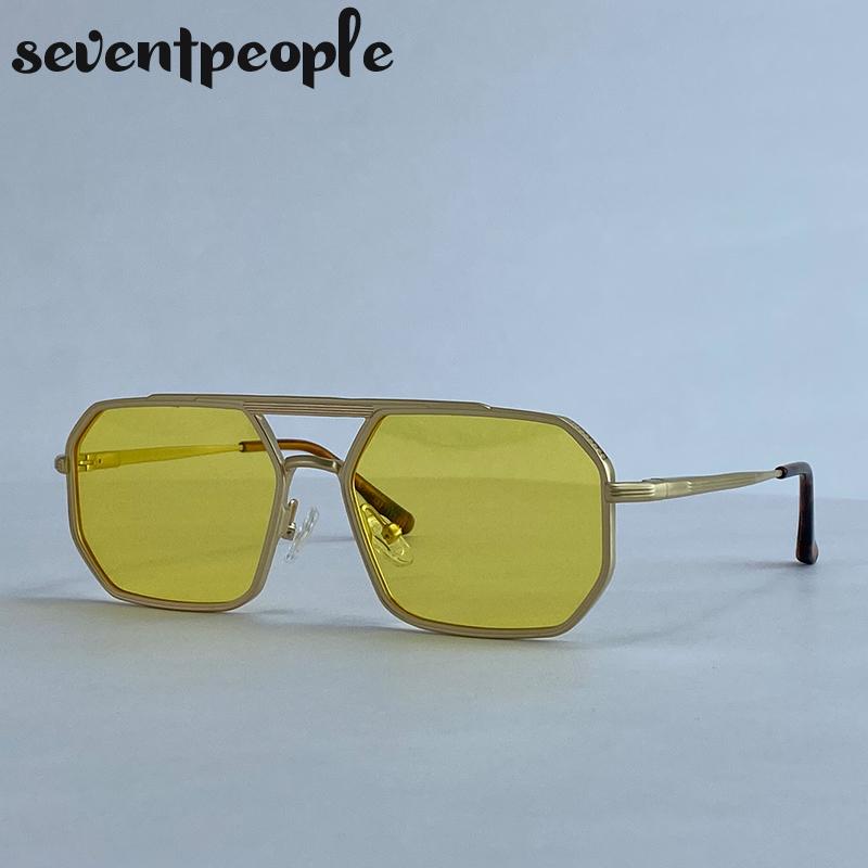 Стимпанк Металлические Квадратные Солнцезащитные Очки Мужские Роскошный Бренд Винтажные Двойная Перекладина Водительские Солнцезащитные Очки Модные Панк Очки Для Мужчин UV400