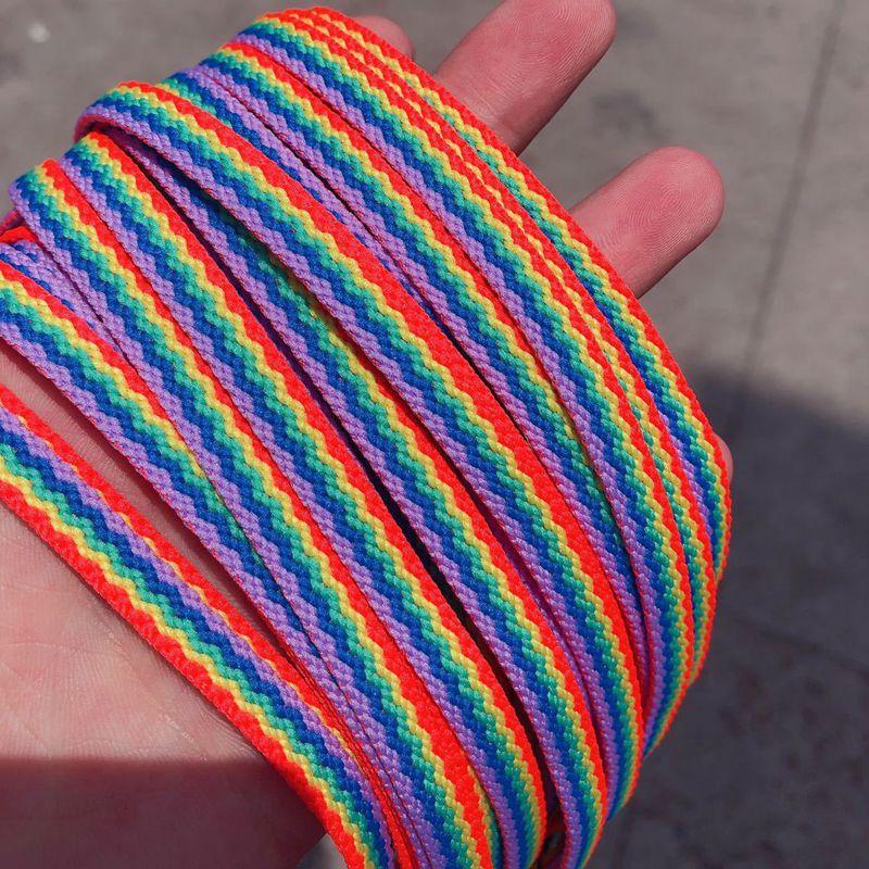 Colorful Flat Shoelaces for Shoes Rainbow Sneakers Laces Gradient Color Low-Cut High Top Canvas Casual Shoelace Shoe Accessories