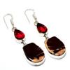 Cappuccino Jasper Garnet Gemstone 925 Silver Plated Jewelry Earring 2.27"