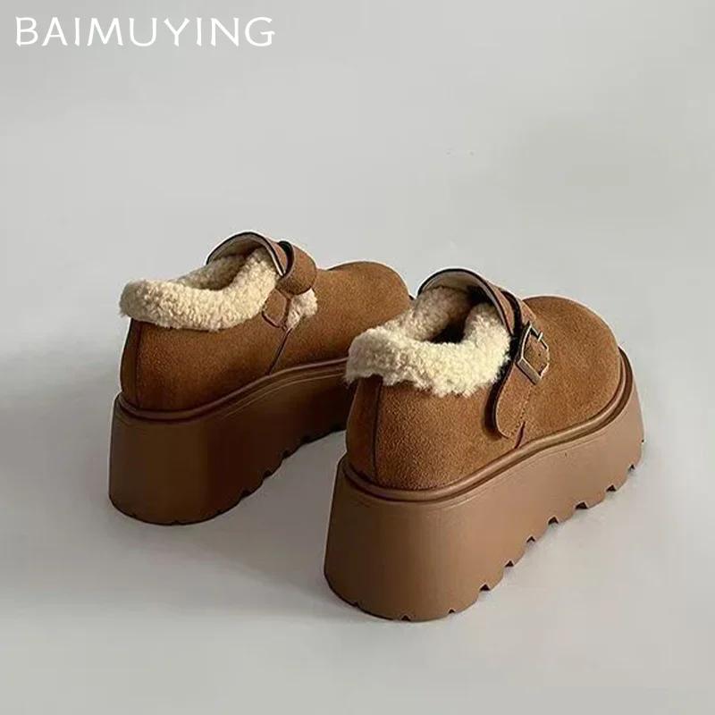 Suede Women Snow Ankle Boots Fur Platform Casual Sneakers Cotton Loafers Shoes Winter 2025 Trend Warm Walking Botas De Mujer