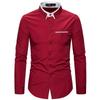 Spring Autumn Fashion Double-Level Collar Men's Business Casual Long Sleeve Shirt Slim Shirt Coat