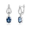 S925 Silver Earrings for Women Luxury Gemstone Natural London Blue Topaz Earrings Simple Design Anniversary and Engagement Gift