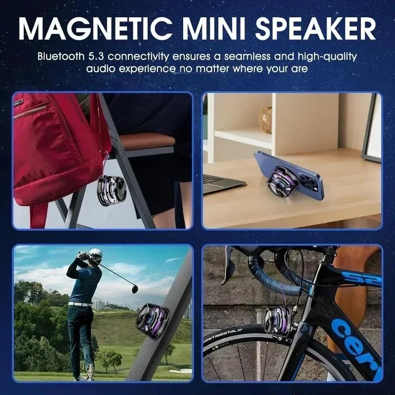 Portable Outdoor Bluetooth Speaker with RGB Lights, Wireless Stereo Sound, Phone Holder for IPhone/Android, Mini Travel Speaker