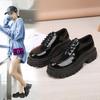 New British Style Platform Small Leather Shoes Women's Autumn and Spring Versatile Platform Casual Shoes Women's Black Single Shoes Muffin Loafers
