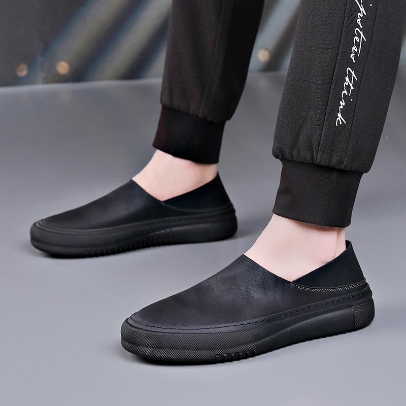 Fashion 2024 Spring Autumn Leather Loafers Male Fashion Casual New Designer Shoes for Men Solid Color Dual-use High Quality Mens Shoes