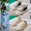 Dissolved-soled Canvas Shoes 2025 Spring New Thick-soled Casual Versatile High-top Little White Shoes Fashionable Flat-soled Women's Shoes Trend