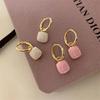 Sweet Cute Fashion Pink White Square Stud Earrings Women's Earrings Minimalist Jewelry Accessories