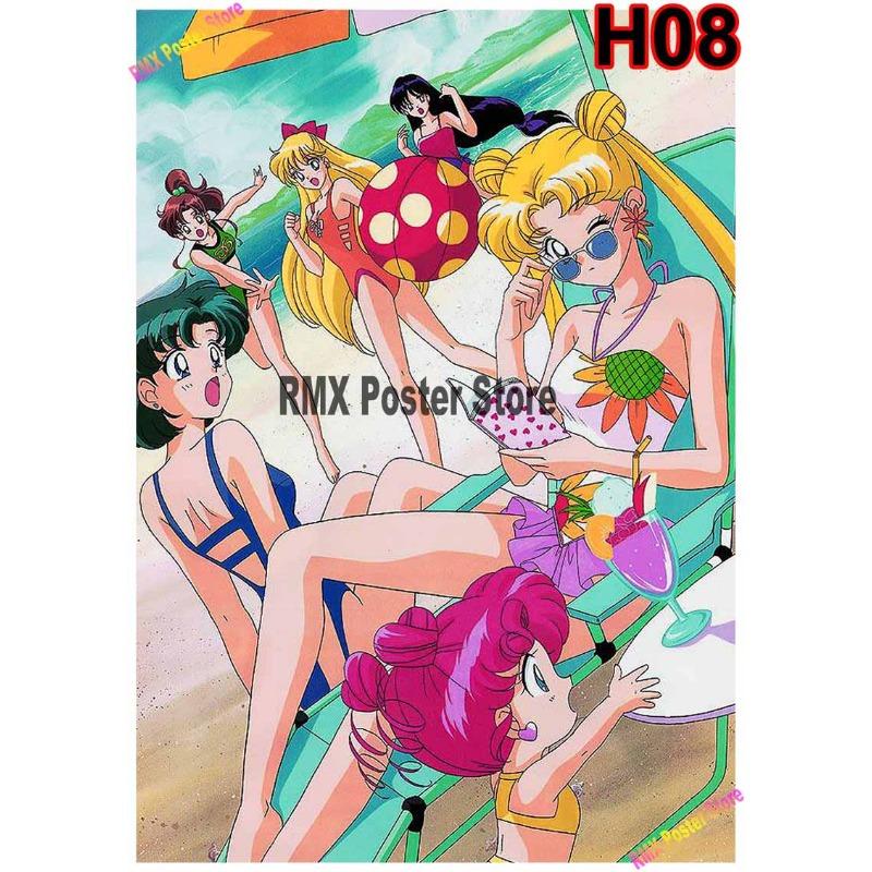 Classic Anime Sailor Moon Poster White Coated Paper Cartoon  Girl Poster Wall Stickers Home Room Bar Decoration Art Painting