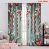 2pcs,2D Plane Printing Curtains Digital Printed Christmas Candy Cane Ornaments Snow (4) Versatile Polyester Fabric (without Rod)