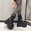 Fashion Design Super High Women's Boots Thick Bottom Buckle Straps Lace Up Gothic Short Boots Platform Botas Mujer Black White