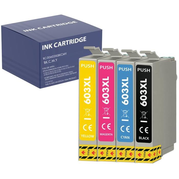 Ink Cartridge - Epson - 603XL - Pack of 4 - Black, Cyan, Magenta, Yellow - Compatible WF-2810 XP-2100
