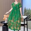 Elegant Long Dresses with Sleeves Plus Size Casual Loose Short Sleeve Vintage Dress for Women Summer Clothes