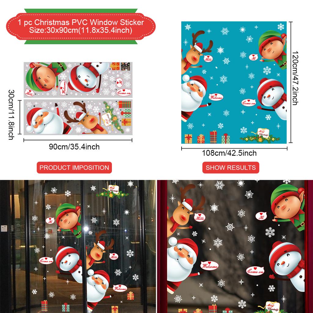 Cartoon Christmas Window Glass Stickers 2025 Christmas Decoration for Home Living Room Wall Decor 2025 Happy New Year Stickers