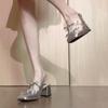 Fashion Sandals for Women In Summer 2025 Fashionable and High-end Temperament Silver Bow High Heels Single Shoes