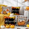 Thanksgiving Cushion Cover Pumpkin Harvest Maple Leaf Print Linen Pillow Cover Living Room Sofa Decorative Cushion Cover