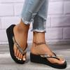 Fashion Women Shoes Rhinestone Sequins Decro Flip Flops for Women Fashion Wedge Platform Sandals Woman Out Wear Light Non-Slip Slippers