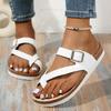 Summer New Sandals Platform Belt Buckle Cool Slippers Large Size Women's Shoe Cover Toe Slippers