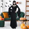 Women's Halloween Dress Fish Tail Hem Slim Fit Irregular Ruffle Cuff Bat Sleeves Gothic Round Neck Cosplay Performance