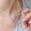 Silver Color Smooth Bow Pendant Necklace Women'S Collar Chain Minimalist Neck Chain Birthday Gift Light Luxury Jewelry