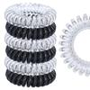 4CM Black & Transparent Telephone Cord Hair Tie and Rubber Band Set