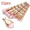 1Pcs Diamond Rose Gold Makeup Brushes Mermaid Fishtail Shaped Foundation Powder Cosmetics Brush Rainbow Eyeshadow Brush Kit