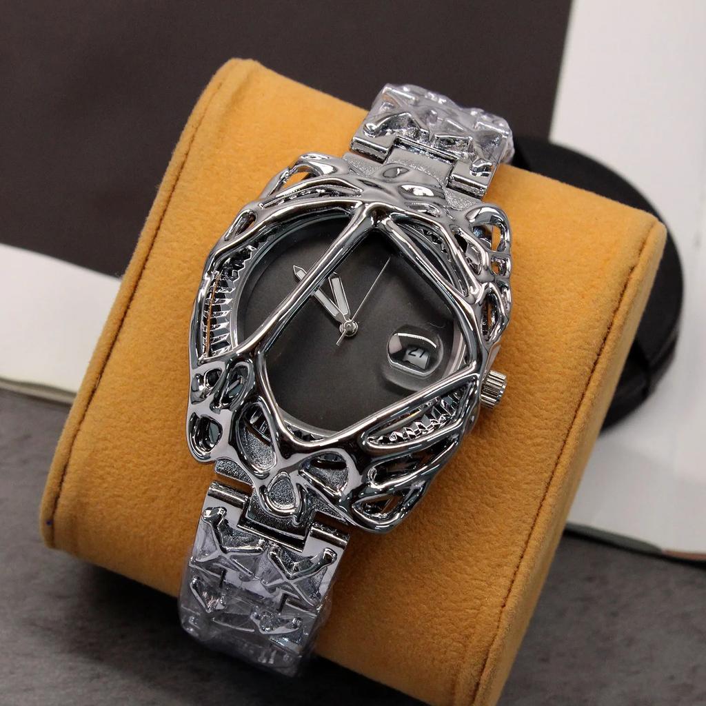 All Silver Unique Style Personalize Quartz Watch Men AAA High Quality Alabaster Fashion Unisex Hot Sell Unique Creative Clock